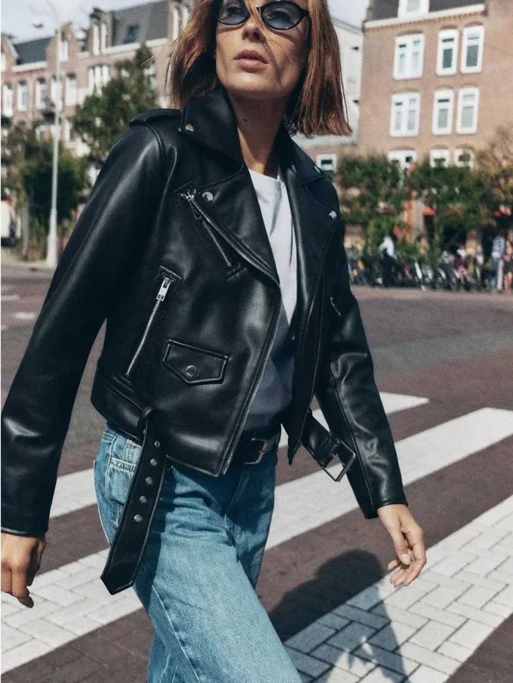ZARA Black Faux Leather Biker Jacket